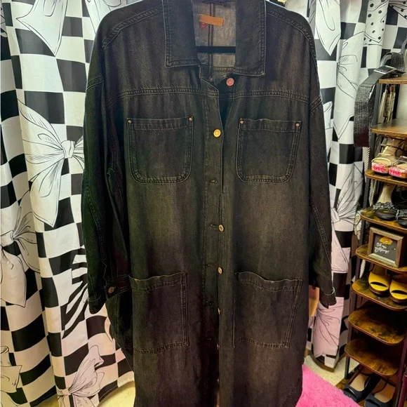 NWT Anthropologie Pilcro Draped Denim Duster Jacket - Picture 3 of 6